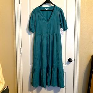 NWT Teal gauze material midi dress